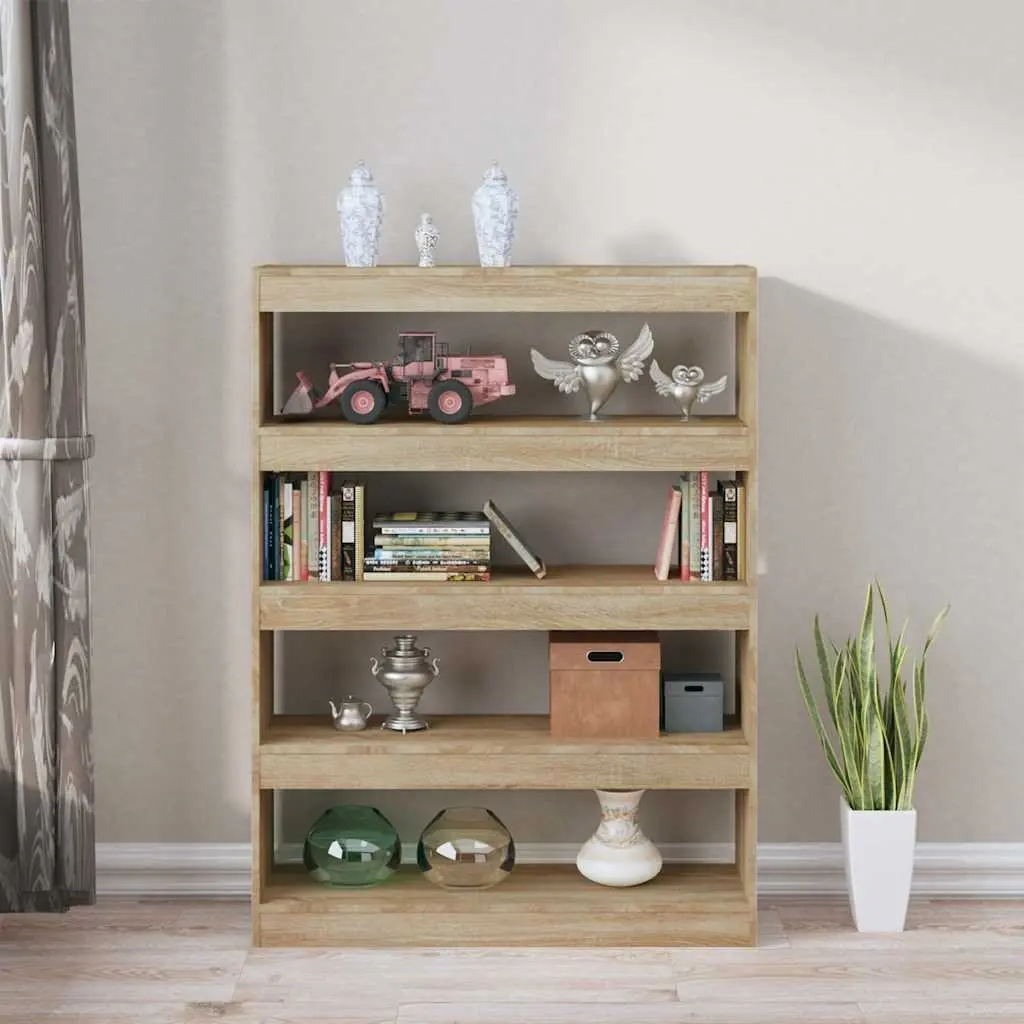 Book Cabinet Room Divider Storage Organizer 100cm Brown Shelving Unit