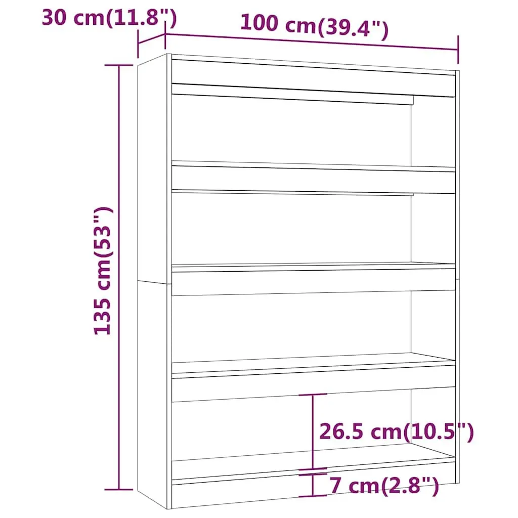 Book Cabinet Room Divider High Gloss White Storage Unit Shelving 100W x 30D x 135H cm
