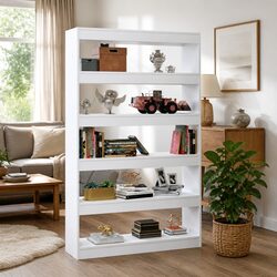 White Wooden Book Cabinet Room Divider Storage Shelving Unit 100x30x166cm