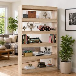 Book Cabinet Room Divider Shelving Unit Bookshelf Storage Organiser Brown Wooden