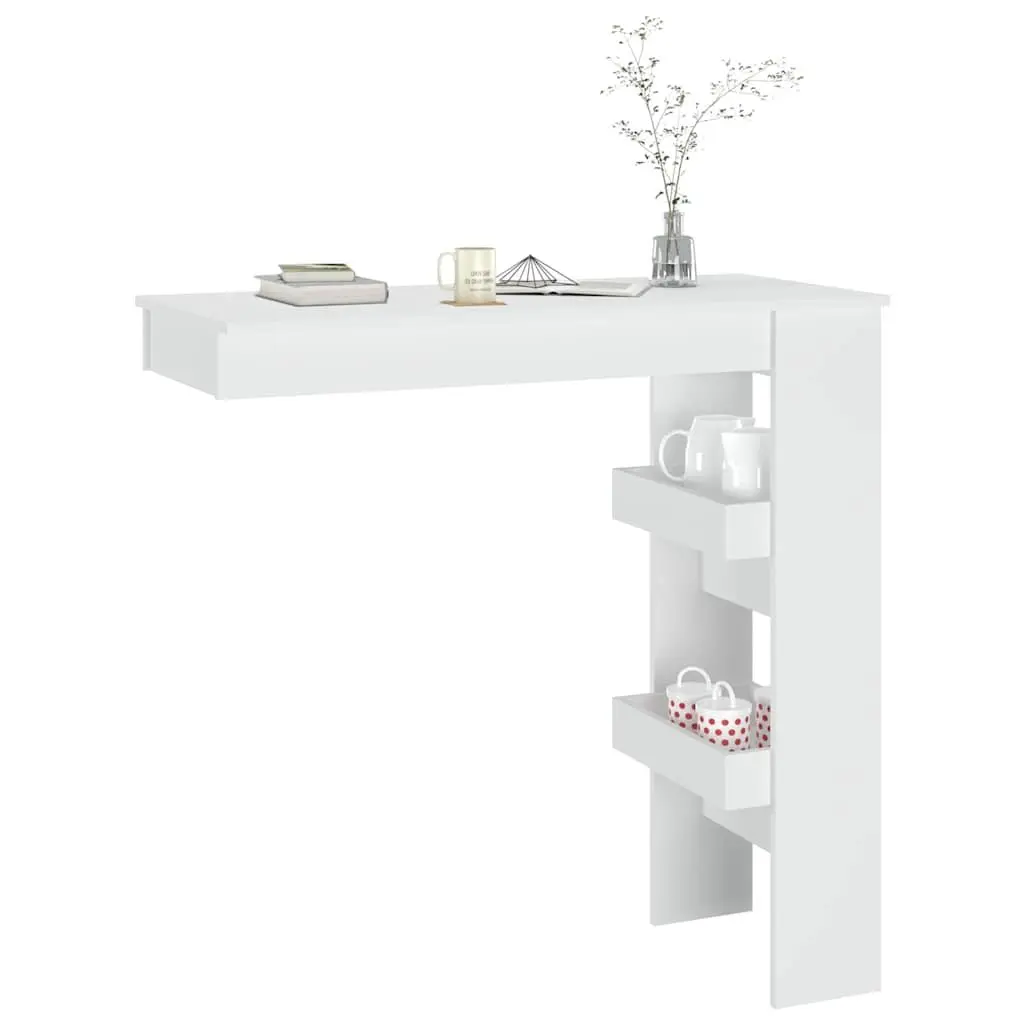 Wall Bar Table White Kitchen Dining Storage Compartments Standing Furniture