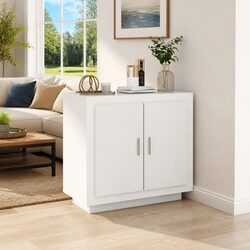 White Sideboard Storage Cabinet 80x40x75 cm with 2 Door Compartments