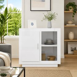 White High Gloss Sideboard Storage Cabinet Living Room Bedroom Furniture