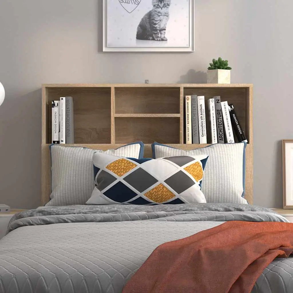 Headboard Cabinet Storage 100cm Brown Engineered Wood Bedroom Furniture Wall Mount