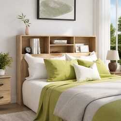 Headboard Cabinet Brown Wall-Mounted Bedroom Storage Organiser Bookcase