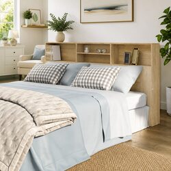 Headboard Cabinet Sonoma Oak 200cm Brown Bedroom Storage Furniture Wall Mount
