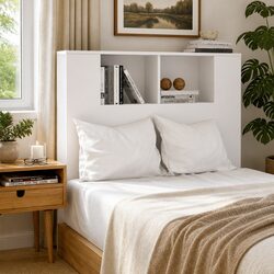 Headboard Cabinet White High Gloss Wall-Mounted Storage Bedroom Furniture 100cm
