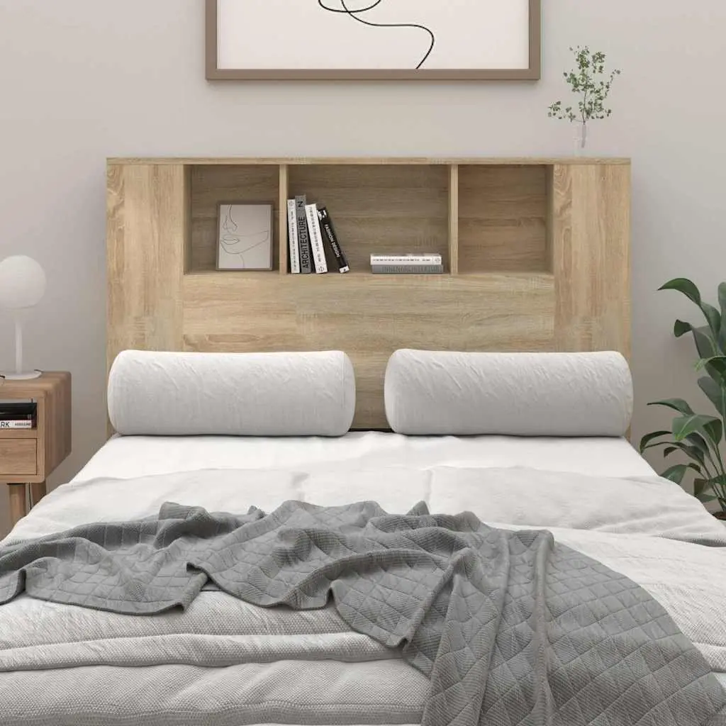 Headboard Cabinet 120cm Wall-Mounted Bedroom Storage Bookcase with Compartments