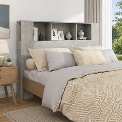 Headboard Cabinet Grey Wall Mount Storage Bed Bookcase Bedroom Furniture 140cm