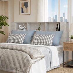 Headboard Cabinet Grey 180cm Wall-Mounted Storage Bedroom Furniture Bedside