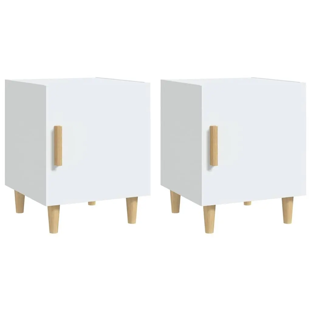 Bedside Table Engineered Wood Nightstand White 1 Door Storage