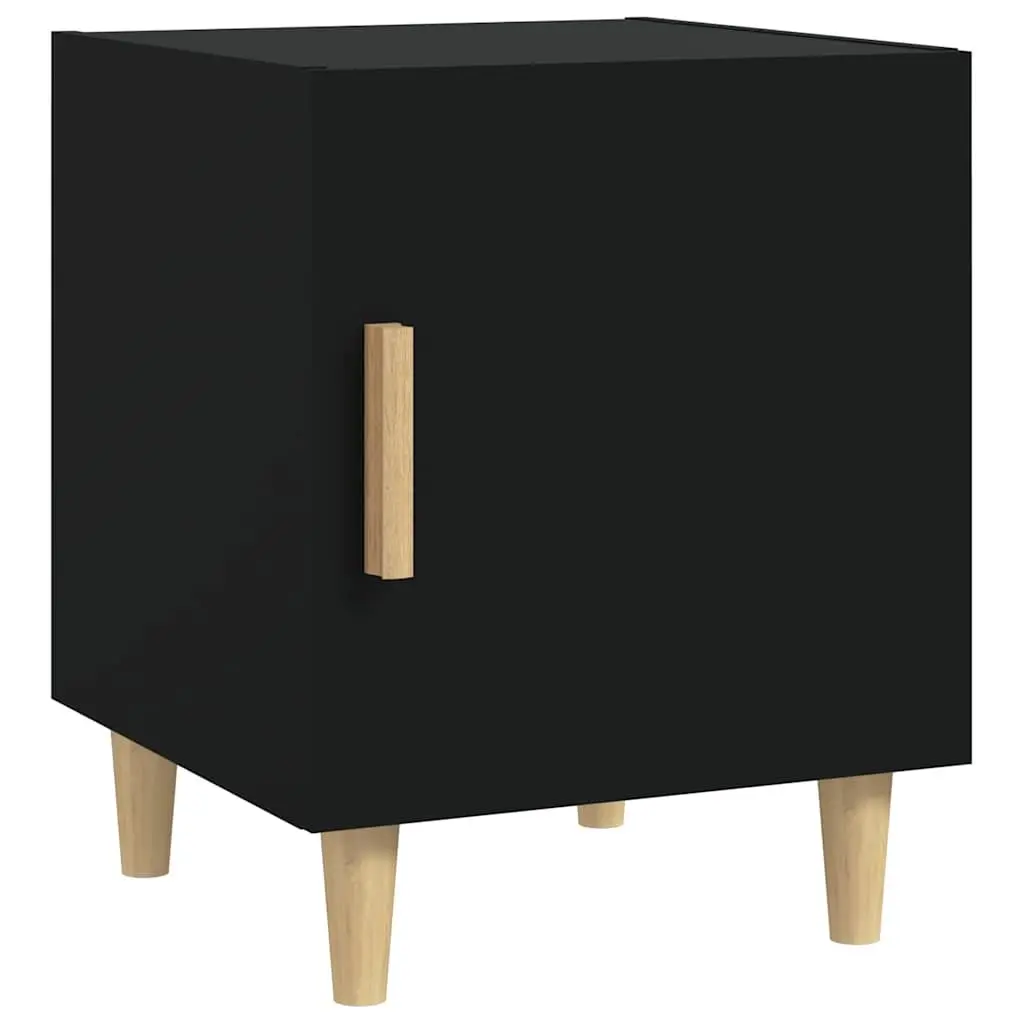 Bedside Tables Set of 2 Black Engineered Wood Storage Nightstand Cabinet Furniture