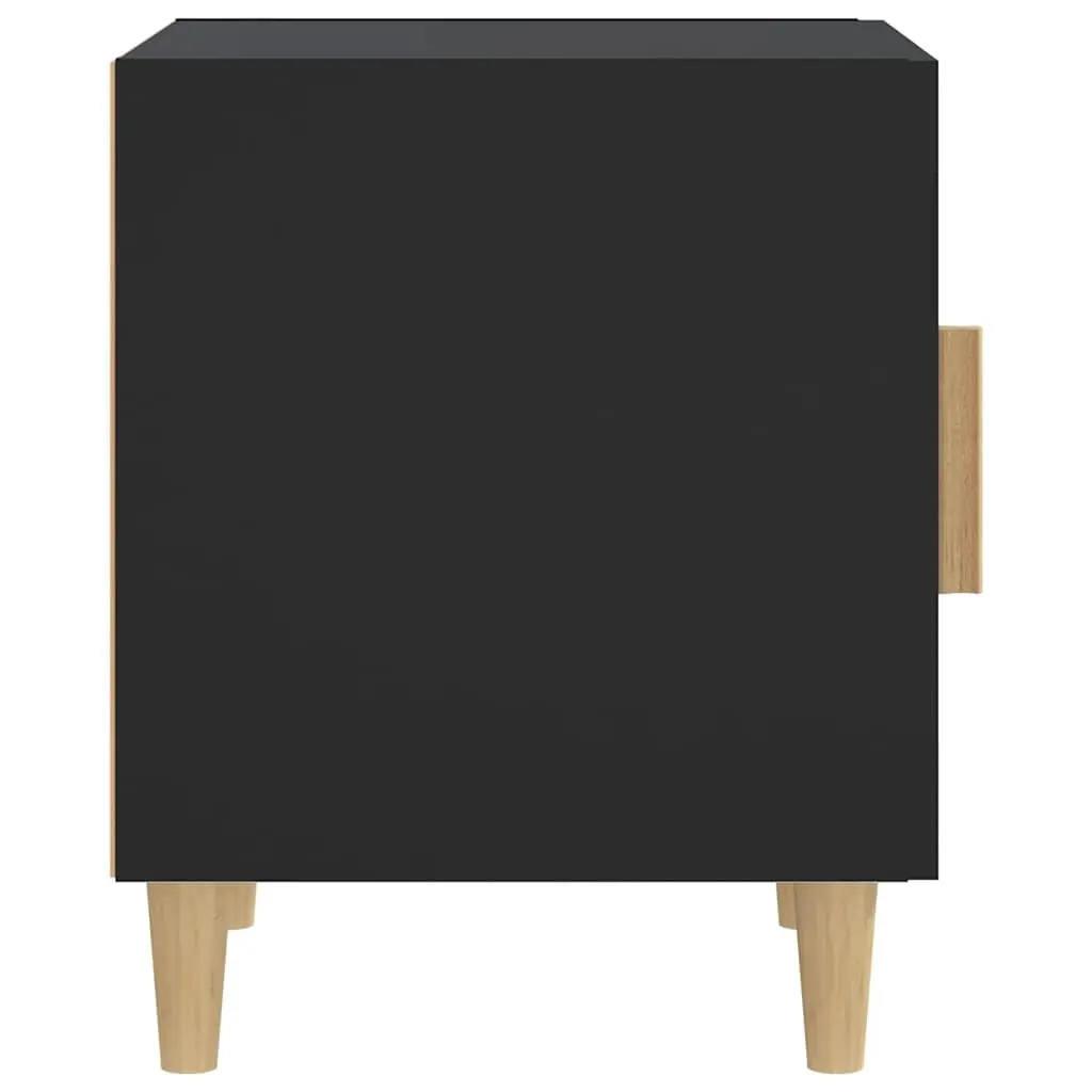 Bedside Tables Set of 2 Black Engineered Wood Storage Nightstand Cabinet Furniture