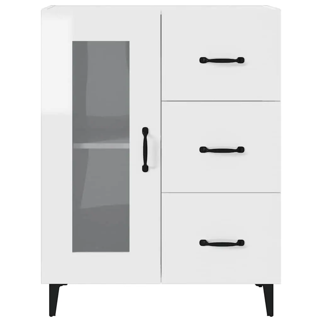 Sideboard High Gloss White Storage Cabinet Engineered Wood 69.5x34x90 cm