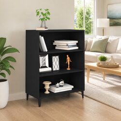 Sideboard Black 69.5x32.5x90 cm Storage Cabinet with 3 Shelves Engineered Wood