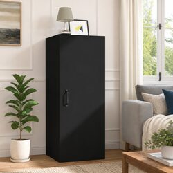Hanging Wall Cabinet Black Storage Organiser 3 Compartment Home Shelving Unit