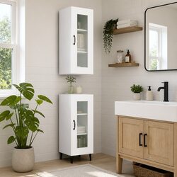 Hanging Wall Cabinet White Storage Organiser 3 Compartments Living Room Bedroom