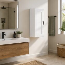 Hanging Storage Cabinet White 35x34x90cm Wall-Mounted Engineered Wood Door