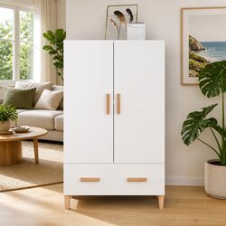 Highboard Storage Cabinet White 70x31x115 cm Engineered Wood Sideboard Furniture