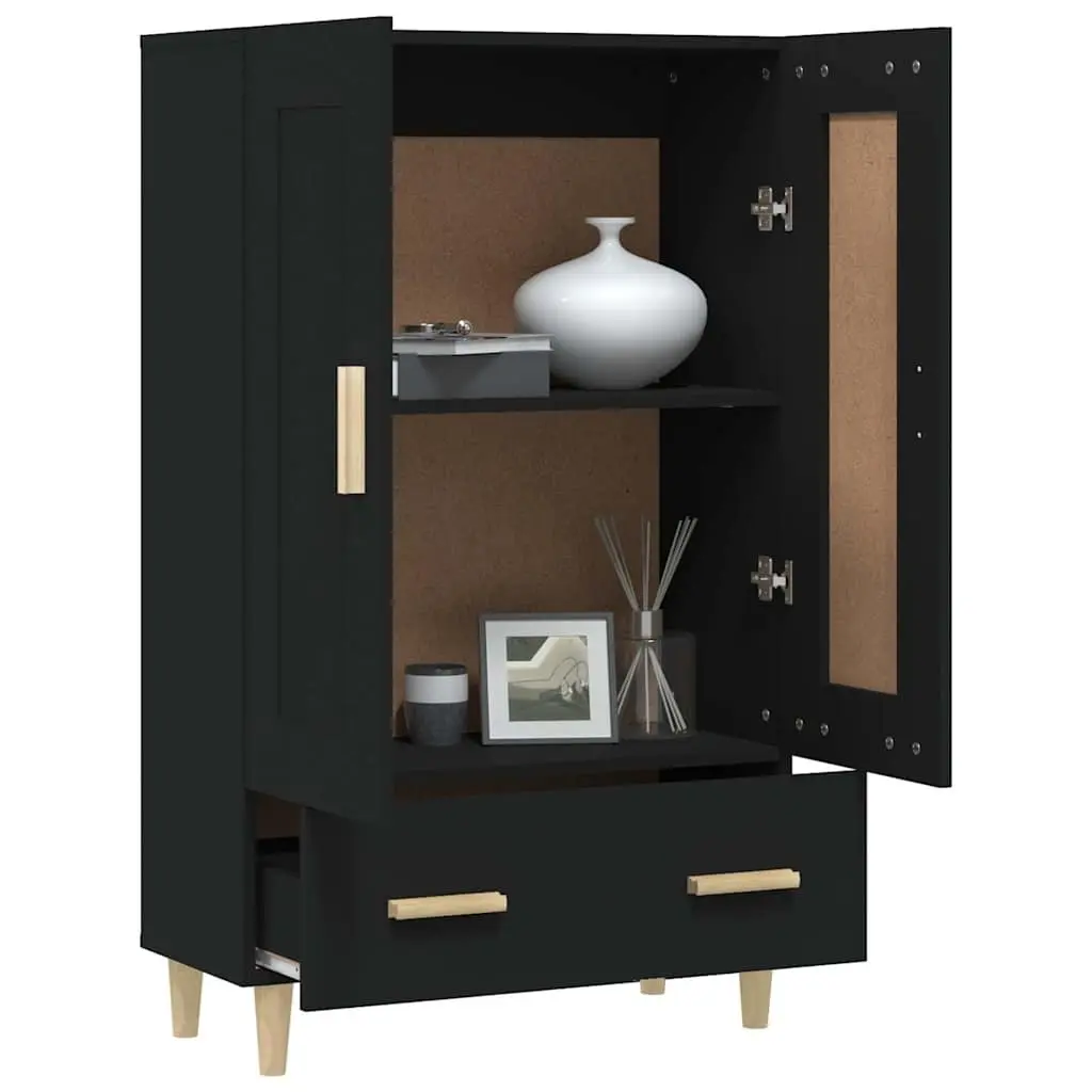 Sideboard Highboard Storage Cabinet Engineered Wood Black 70x31x115cm