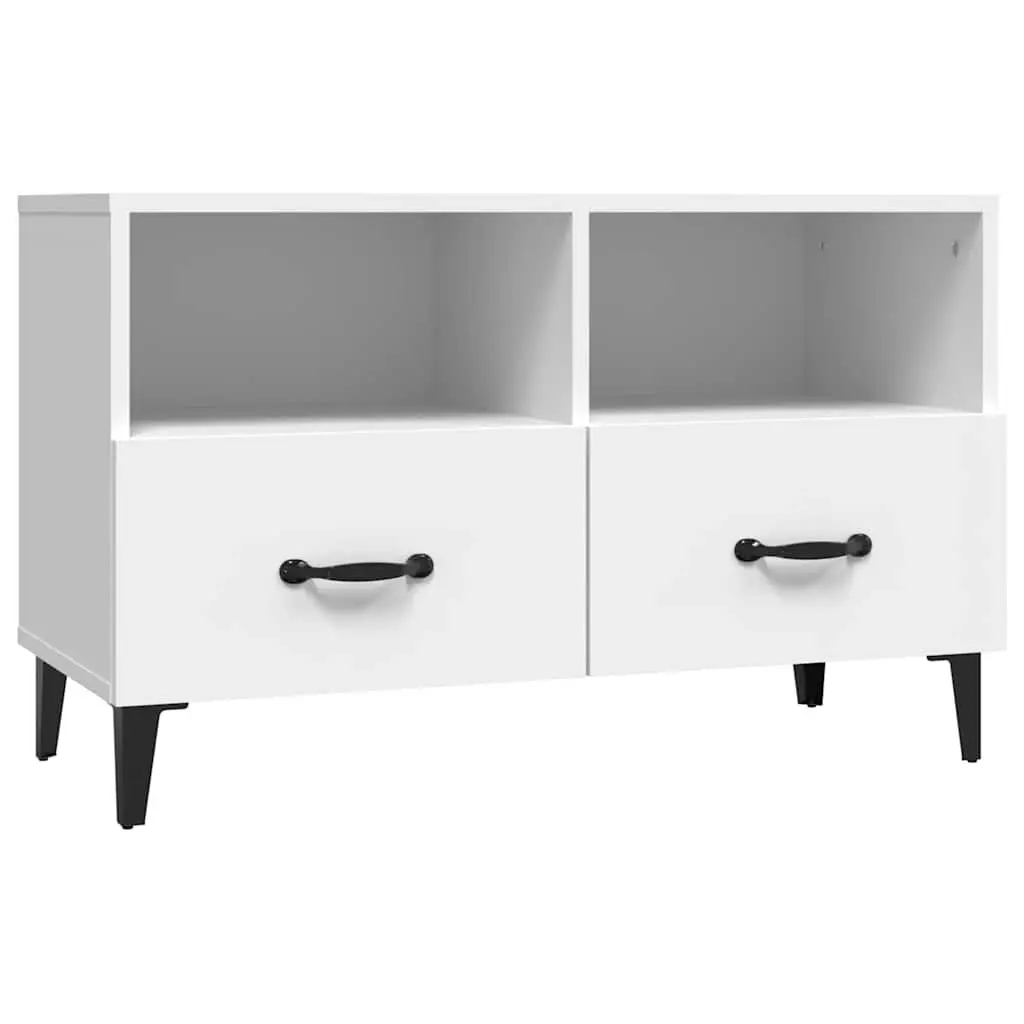 TV Cabinet Engineered Wood Storage Drawers White 80 x 36 x 50 cm