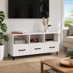 TV Cabinet High Gloss White Modern Media Unit Storage Drawers Shelves Engineered