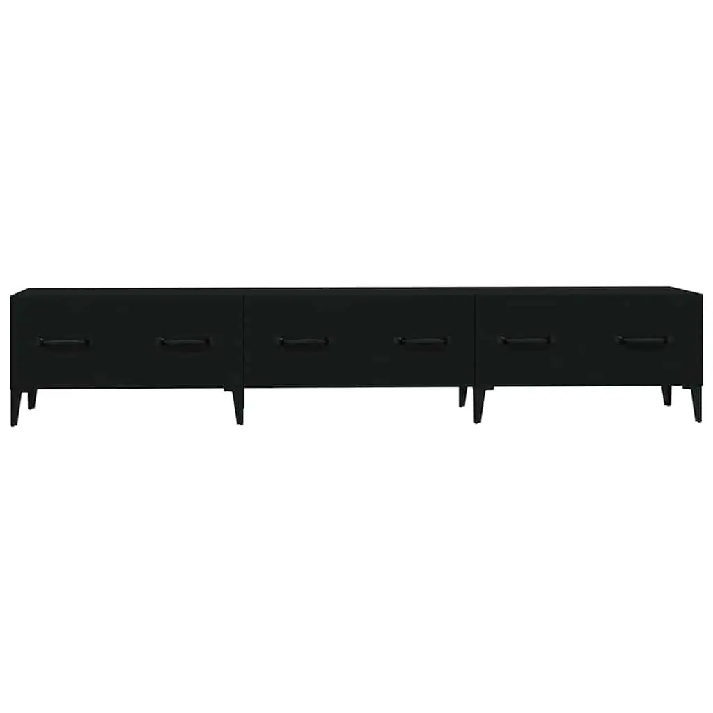 TV Cabinet Engineered Wood Black Media Unit Living Room Storage Furniture
