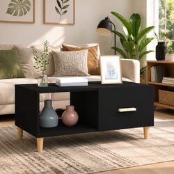 Coffee Table Black Storage Compartments Modern Accent Furniture Living Room