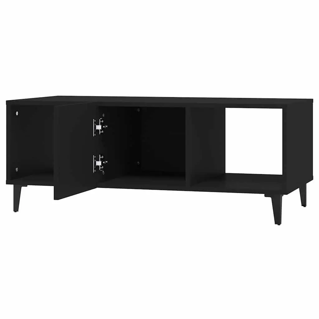 Coffee Table Engineered Wood Storage Compartments 102x50x40 cm Black