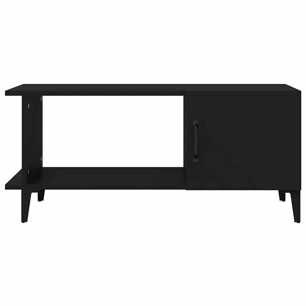 Coffee Table Engineered Wood Storage Compartment Shelf 90x50x40 cm Black