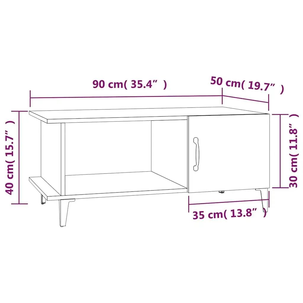 Coffee Table High Gloss White with Storage Compartment and Shelf Metal Legs