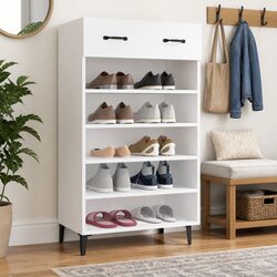 Shoe Cabinet White Engineered Wood Storage Cupboard Hallway Bedroom Furniture