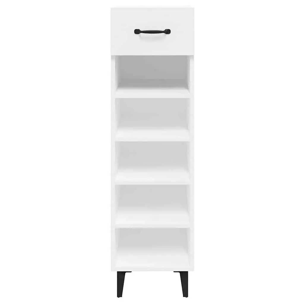 Shoe Cabinet High Gloss White Storage Organiser Shelves Drawer 30W x 35D x 105H cm