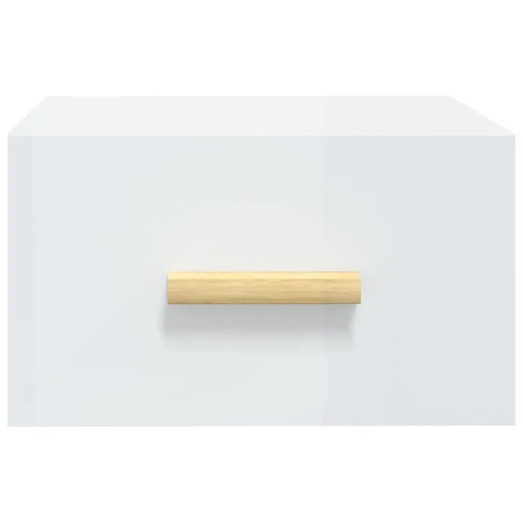 Wall-mounted Bedside Cabinets Floating Nightstands 2 Piece Storage Shelves White High Gloss