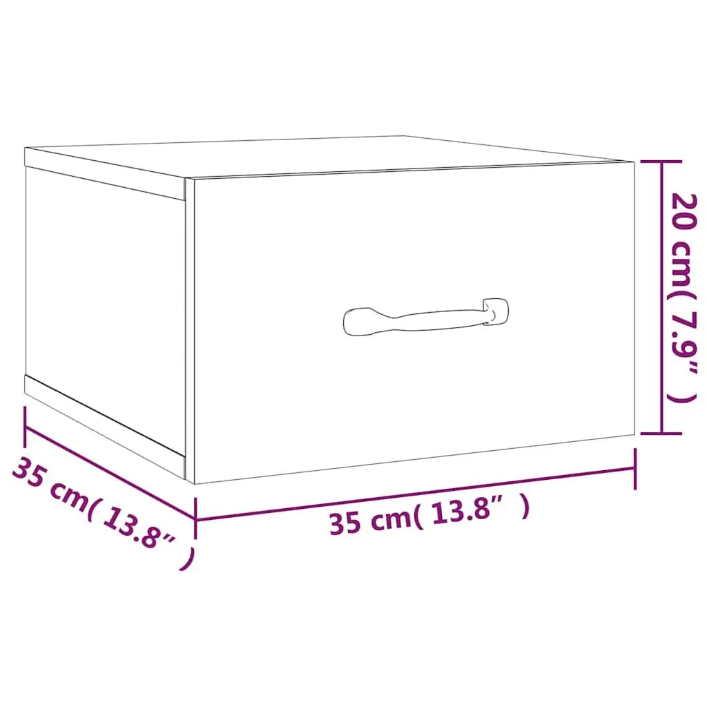 Wall-mounted Bedside Cabinets Set 2 pcs White Floating Night Stands Storage