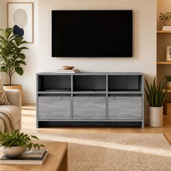 TV Cabinet Grey 102x37.5x52.5cm Living Room Storage Lowboard with Drawers