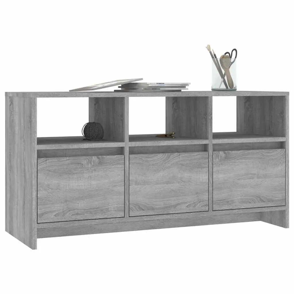 TV Cabinet Grey 102x37.5x52.5cm Lowboard with Drawers for Living Room Storage
