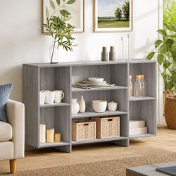 Grey Sonoma Sideboard with Shelves Storage Cabinet Engineered Wood Cupboard