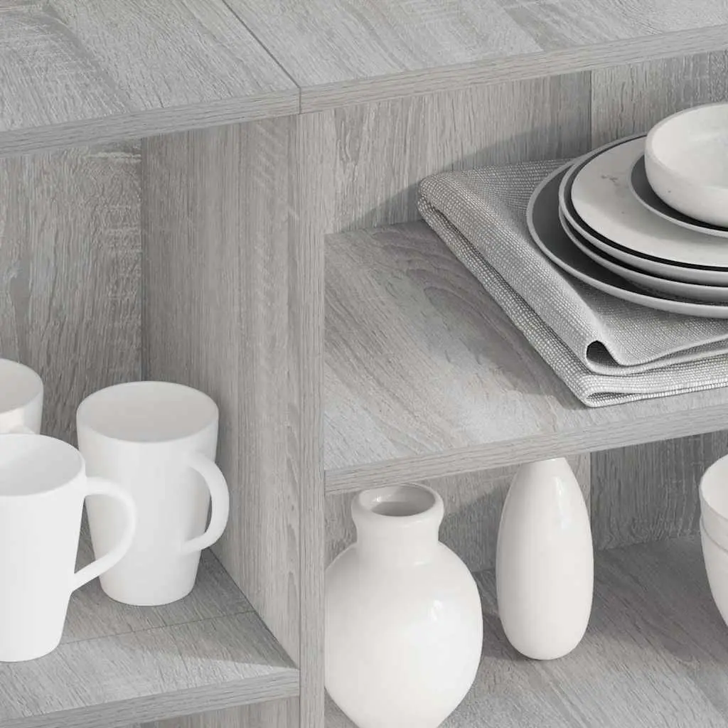 Sideboard Grey Engineered Wood Storage Cabinet with Shelves 120W x 30D x 75H cm