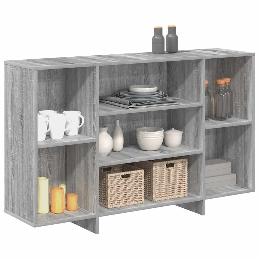 Sideboard Grey Engineered Wood Storage Cabinet with Shelves 120W x 30D x 75H cm