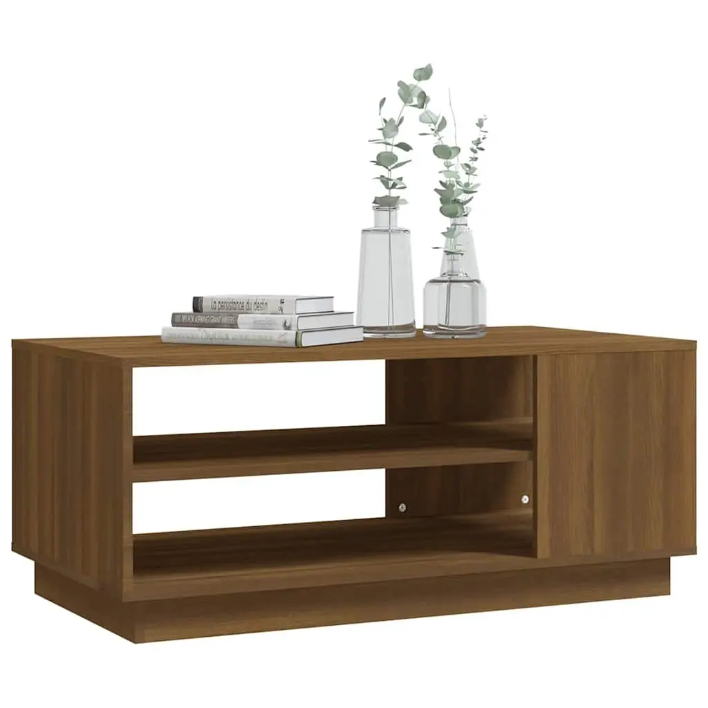Coffee Table Modern Design Brown Storage Shelves Living Room Accent Furniture