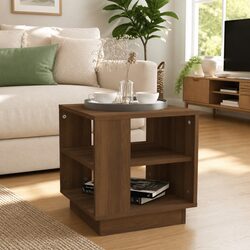 Coffee Table with Storage Shelves Brown Accent Furniture Living Room Modern
