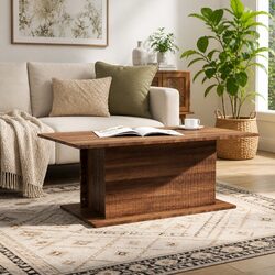 Coffee Table Brown Oak Living Room Accent End Table Engineered Wood Furniture