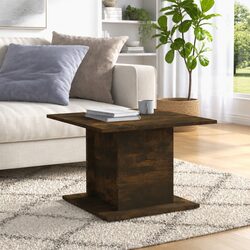 Coffee Table Smoked Oak Brown Engineered Wood Living Room Accent Furniture