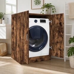 Bathroom Storage Cabinet Washing Machine Smoked Oak 71x71.5x91.5cm Laundry