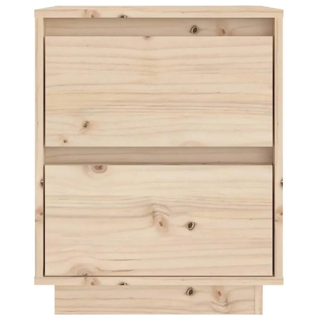 Bedside Cabinets Solid Pinewood 40x35x50 cm Brown 2 Piece Storage Nightstand