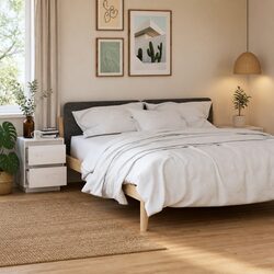 Bedside Cabinets 2 Pieces White Storage Tables Wooden Side Nightstand Furniture