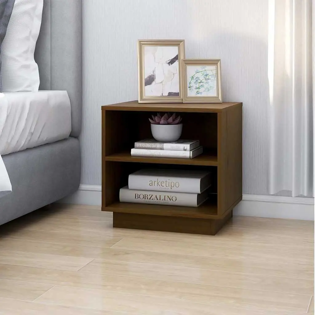 Bedside Tables Solid Pinewood Storage 40x34x40 cm Brown 2 Piece