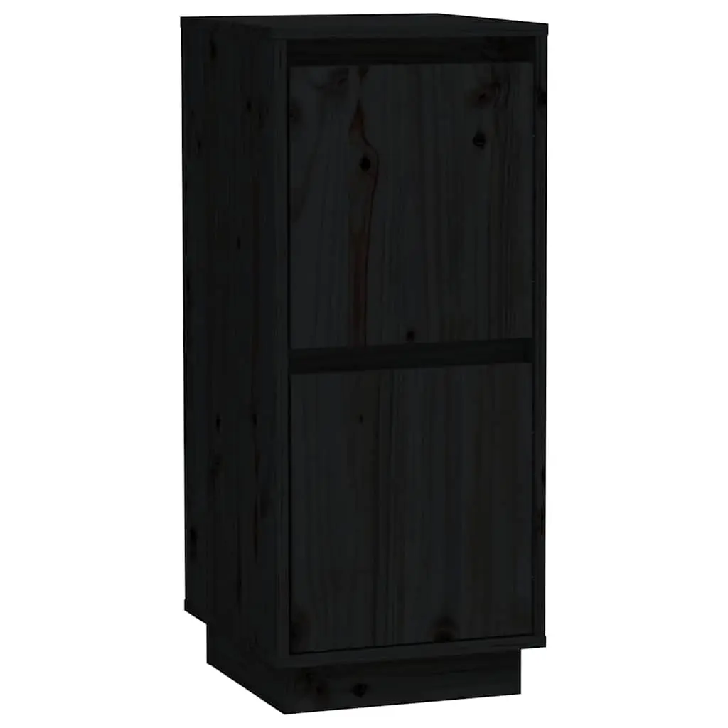 Solid Wood Pine Sideboards 2 Door Black Storage Cabinet 2 Piece Set