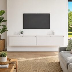 Wall Cabinet 100x30x35 cm Floating Storage Shelving Unit White Wooden